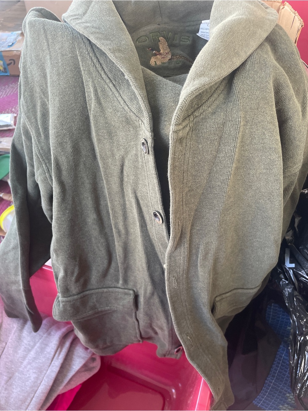 Orvis Olive Green Hooded Teddy Coat